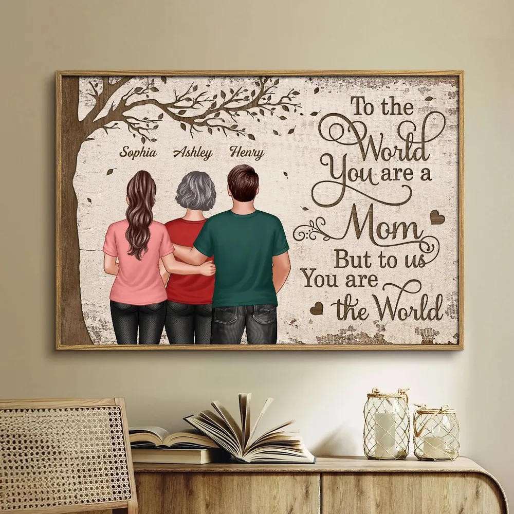 “To the World You Are a Mom” Custom Poster for Mom, Heartfelt Personalized Family Gift