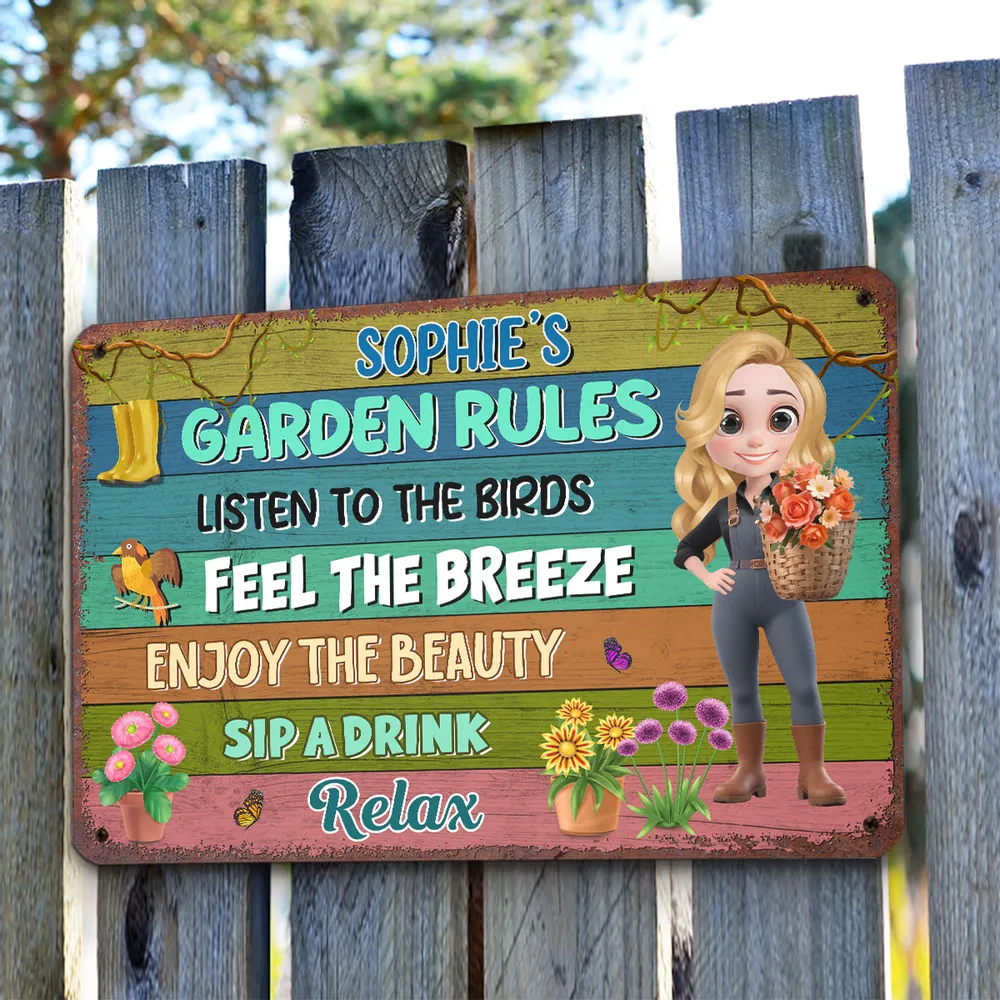 Garden Rules Custom Rectangular Iron Sign – Listen to the Birds, Feel the Breeze, Enjoy the Beauty – Gift for Garden Lovers - Image 5