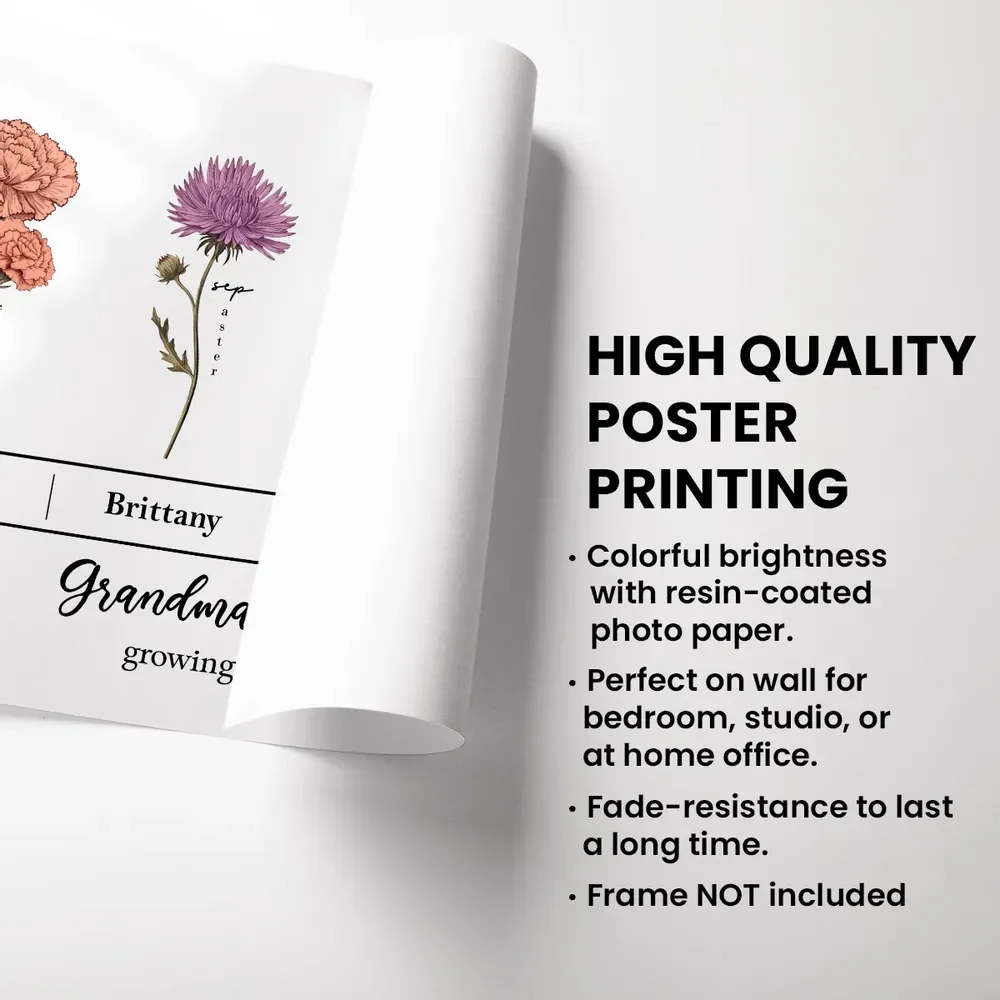 Personalized Grandma's Garden Poster – Floral Design with Family Names and Birth Flowers - Image 5