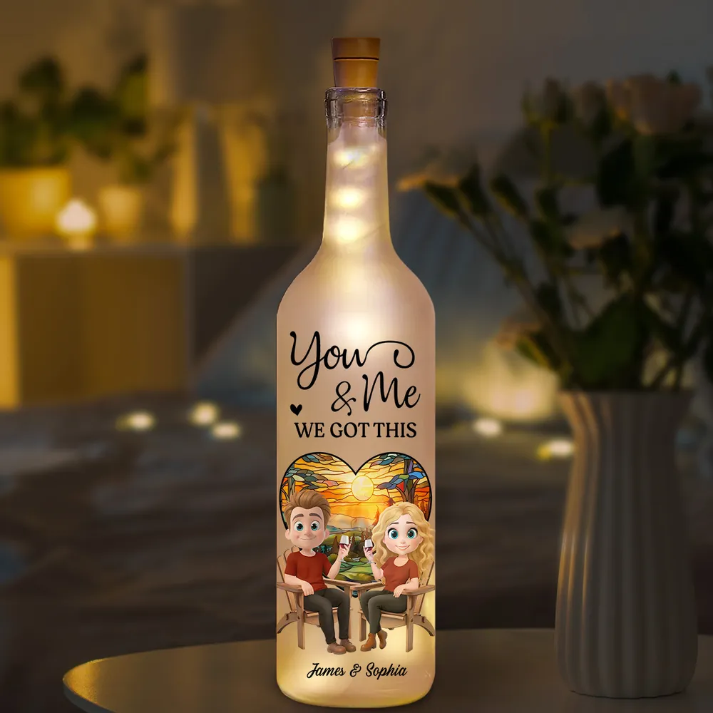 Our Hearts Beat As One - Romantic Bottle Lamp with Starry Night and You & Me Theme, Heartwarming Couples Gift - Image 4