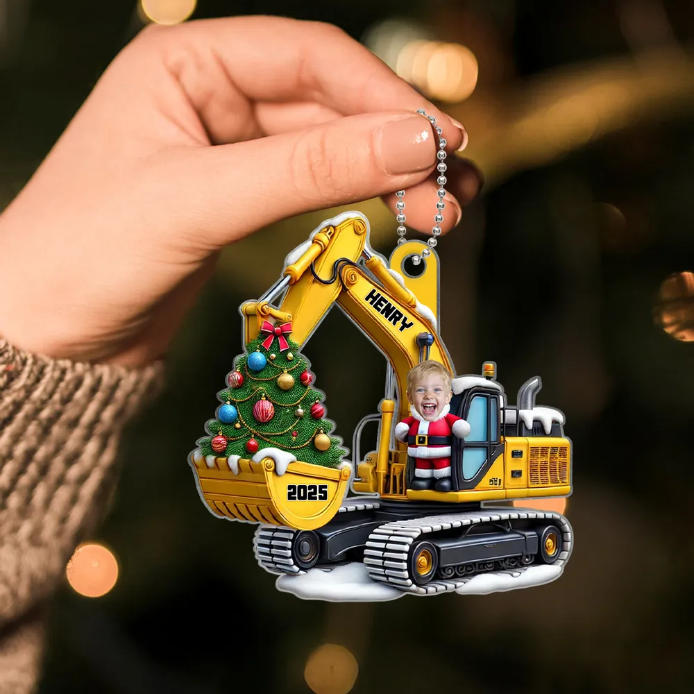 Personalized Funny Construction Car Hanger - Custom Name Ornament Gift - Image 3