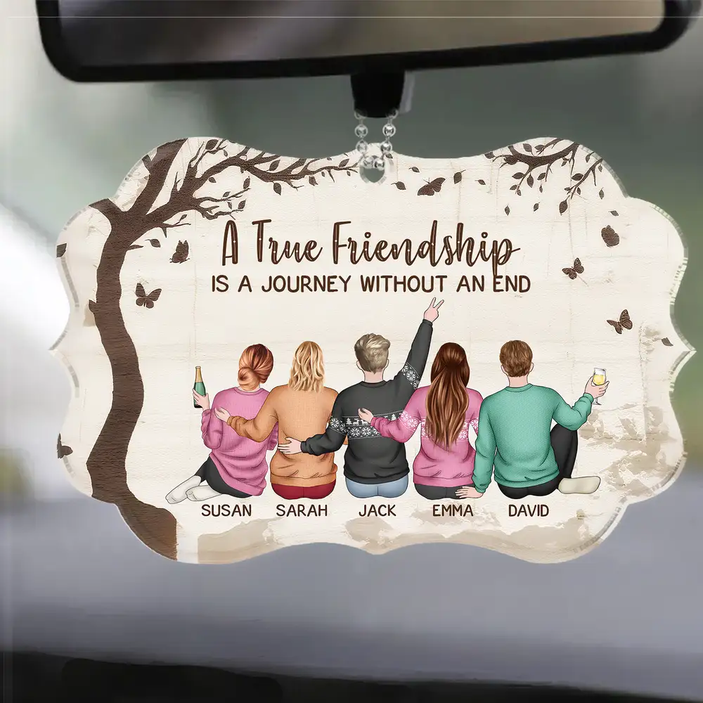 A True Friendship Is a Journey Without an End – Personalized Wooden Car Hanger Gift for Best Friends - Image 6