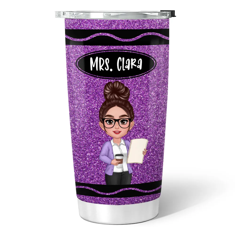 Custom Teacher Travel Mug – Personalized Glitter Tumbler for Teachers (Not Real Glitter)